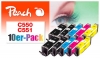 320208 - Peach 10er-Pack Tintenpatronen, kompatibel zu PGI-550, CLI-551 Canon