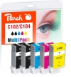 320461 - Paquete combinado de Peach  con chip  compatible con PFI-102, PFI-104M Canon